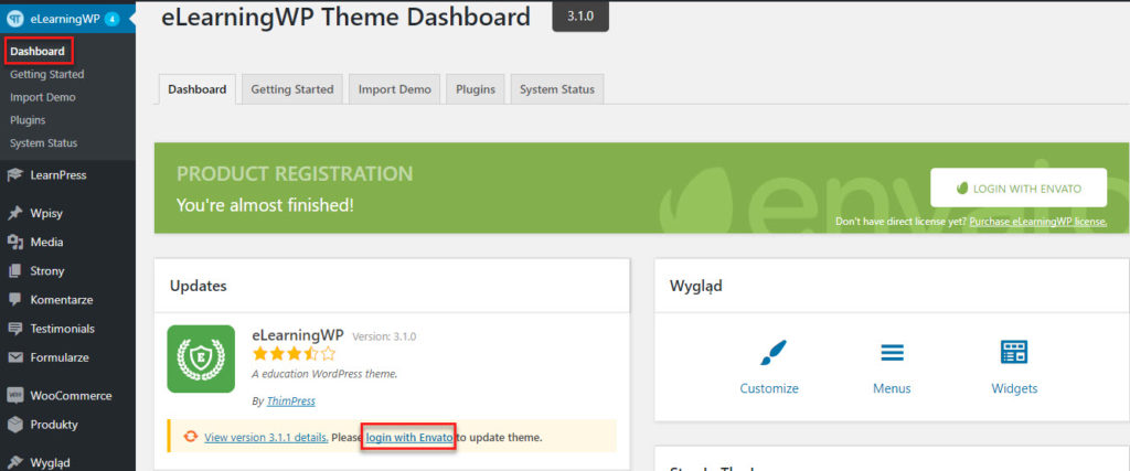 Update Theme - eLearningWP - ThimPress Docs