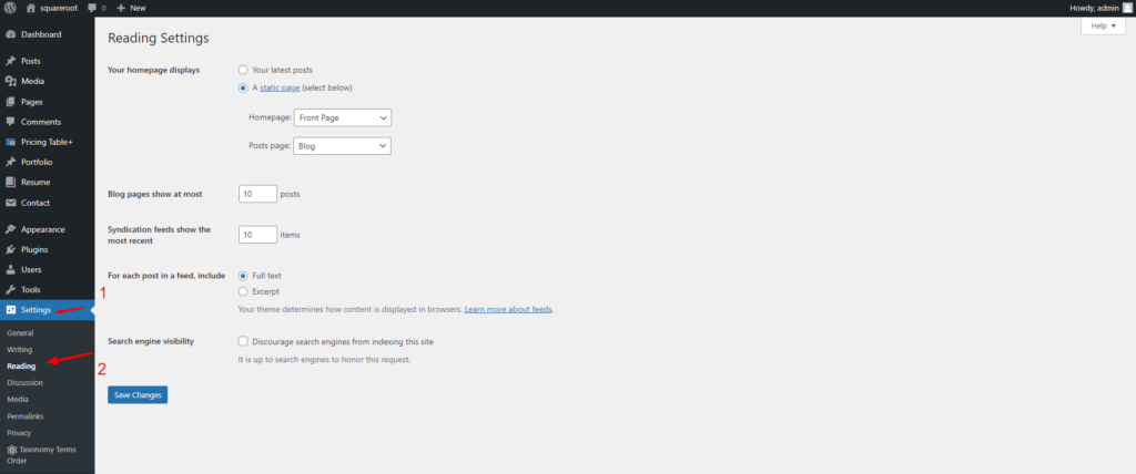 Setup Front Page - Installation - ThimPress Docs