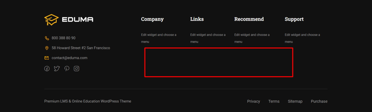 Footer - Customize - ThimPress Docs