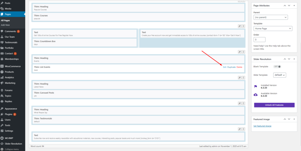 Home Page - Edit With Site Origin Page Builder - ThimPress Docs