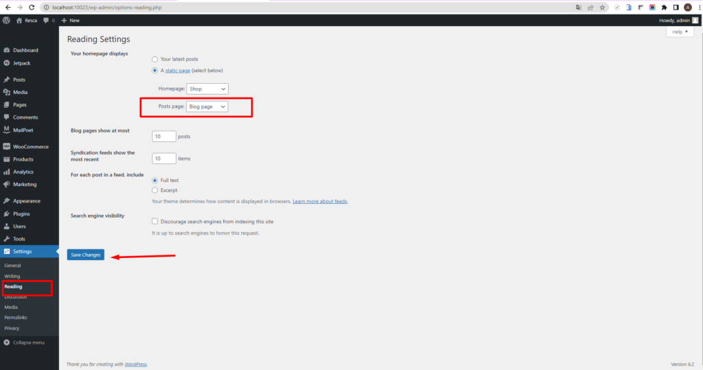 Setup Blog Page - Configuration - ThimPress Docs