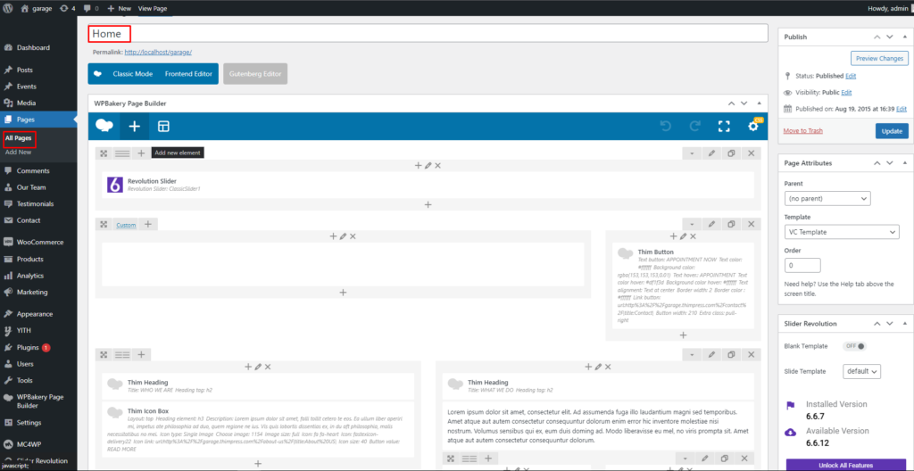 Set Up Home Page – ThimPress Docs