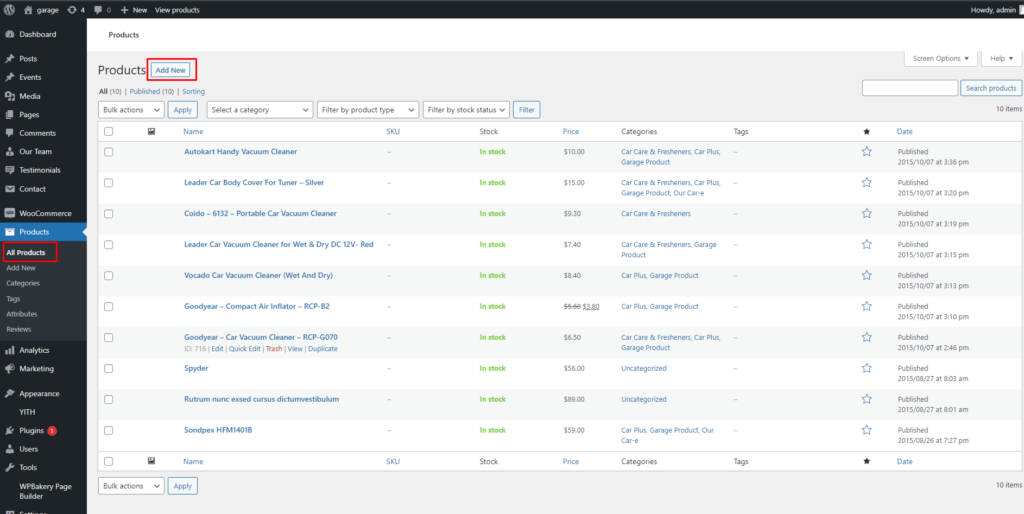 Woocommerce Product - Garage - ThimPress Docs