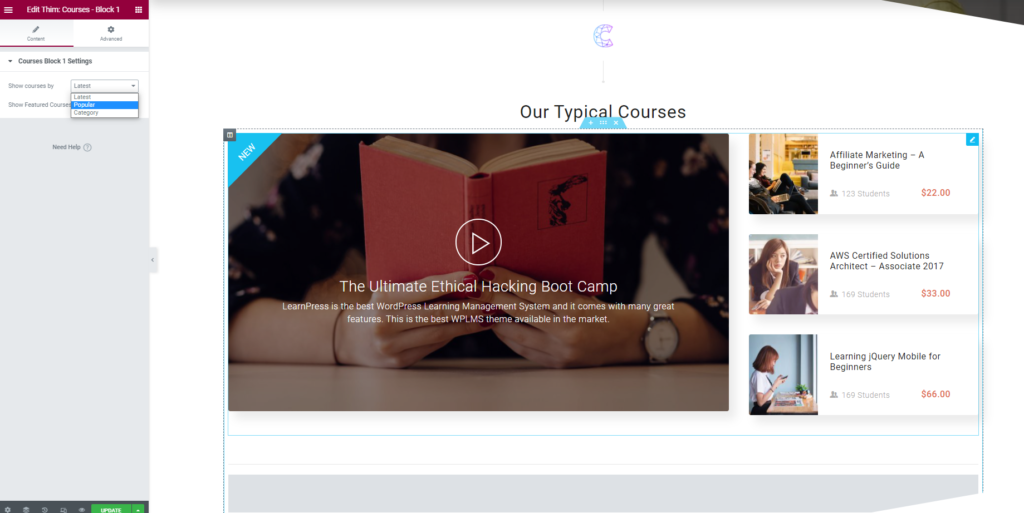 Our Typical Courses - Elementor - ThimPress Docs