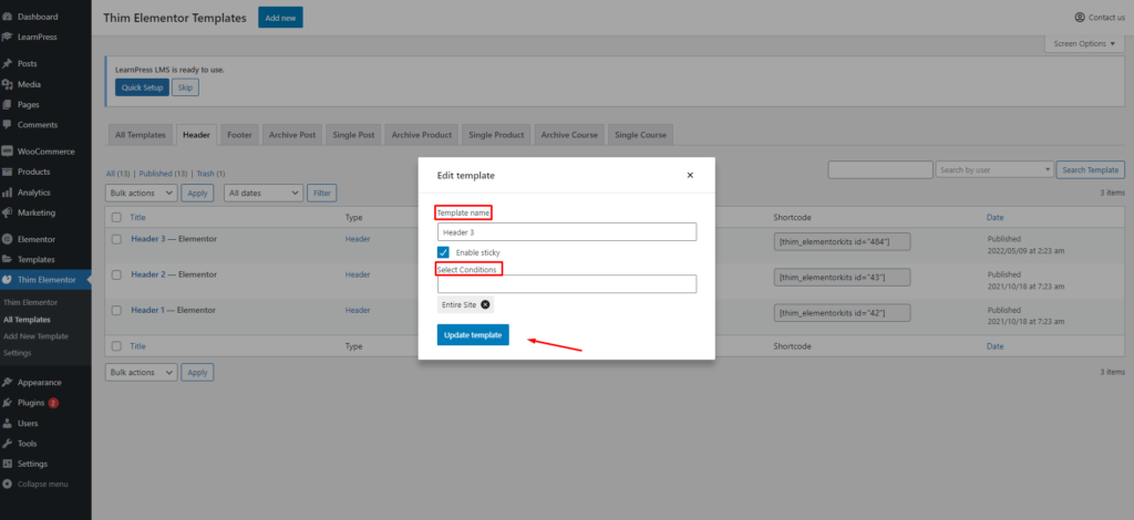 Header - Edit Page And Add Widgets - ThimPress Docs