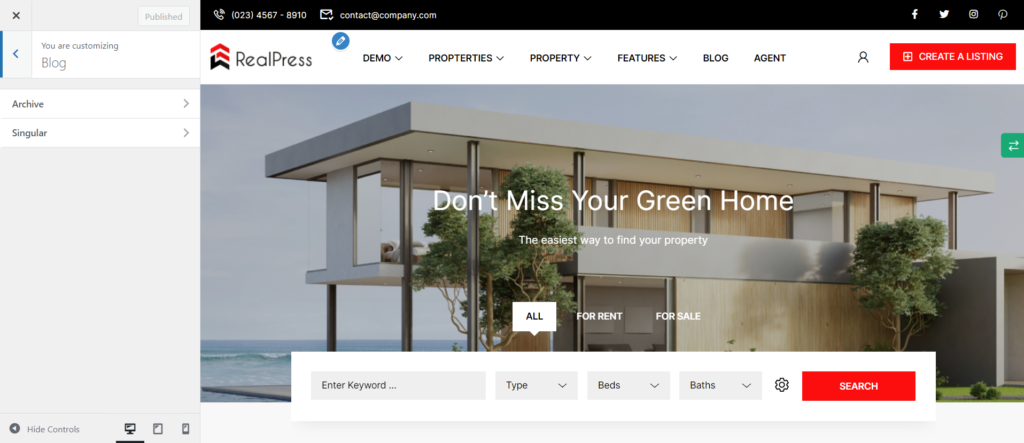 Blog Setting - Customize - ThimPress Docs