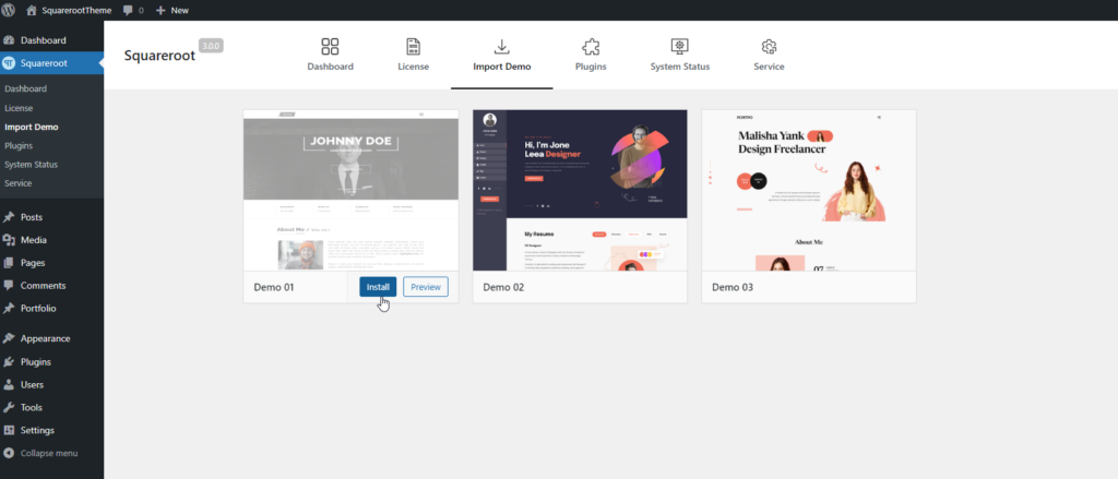 Import Demo Content - Installation - ThimPress Docs