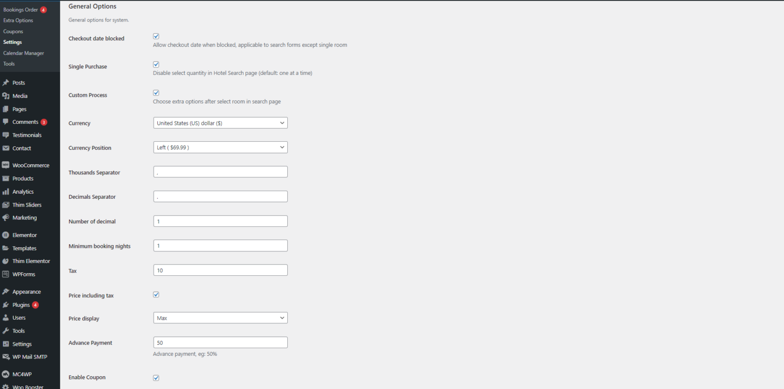 Settings - Wp Hotel Booking - ThimPress Docs