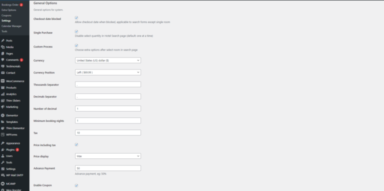 Settings - Wp Hotel Booking - ThimPress Docs