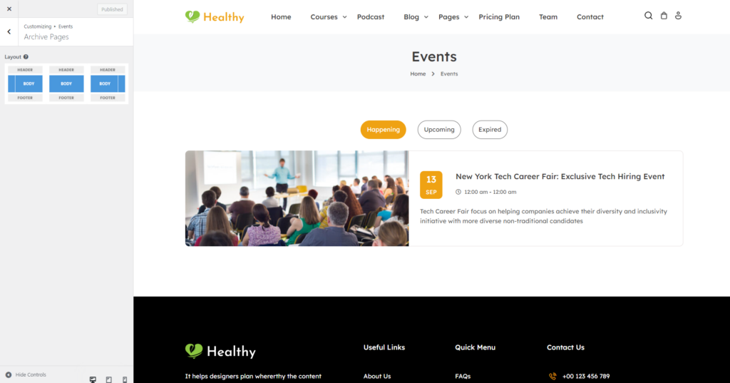Events - Customization - ThimPress Docs