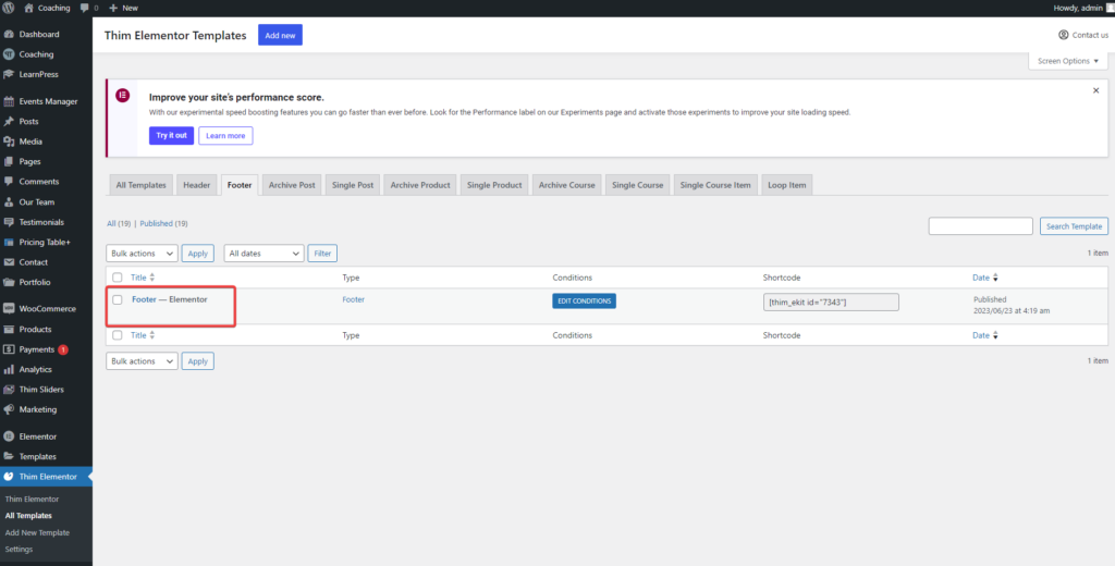 Footer - Customization - ThimPress Docs