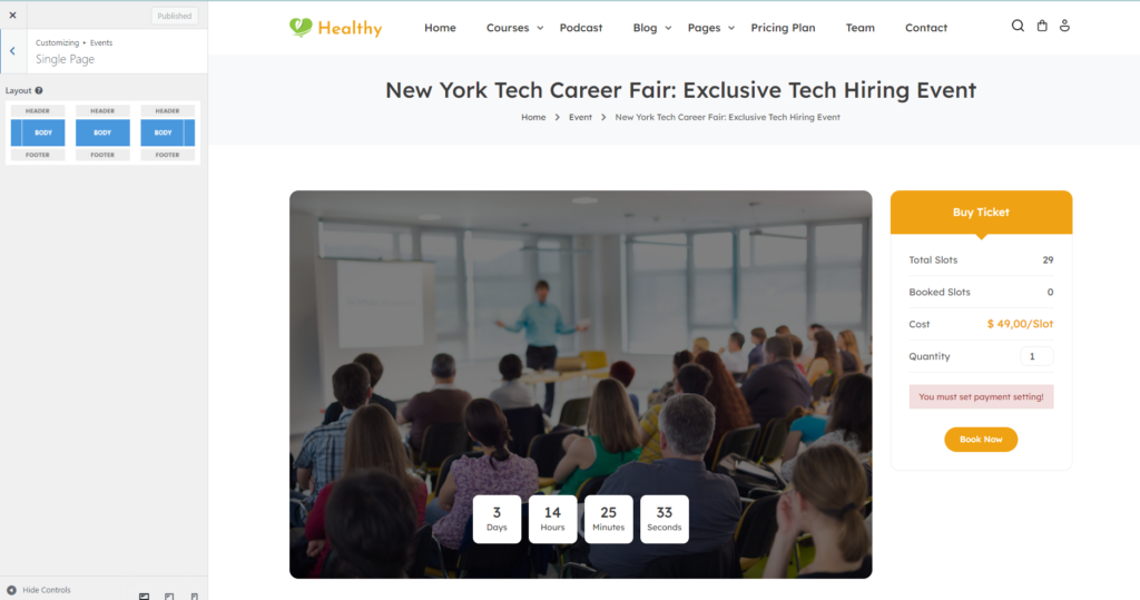 Events - Customization - ThimPress Docs