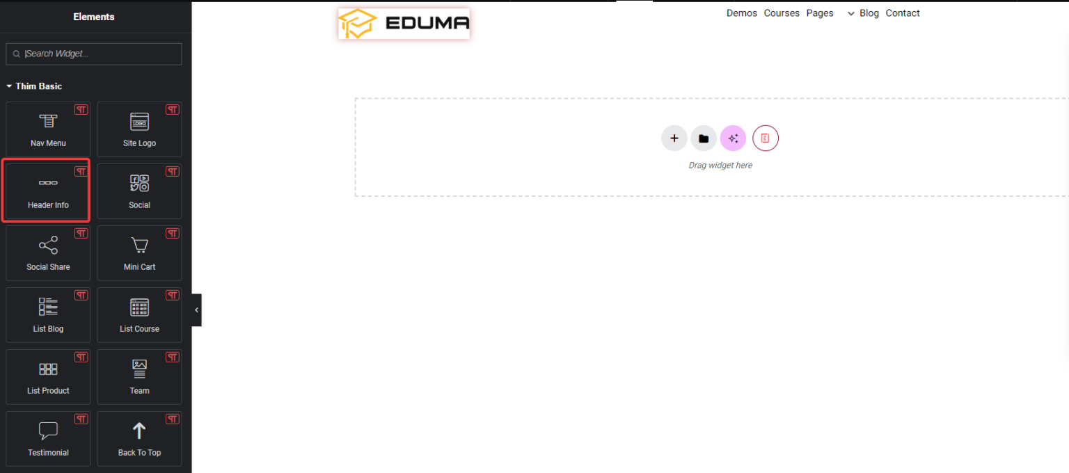 Header Info - Content Elements - ThimPress Docs