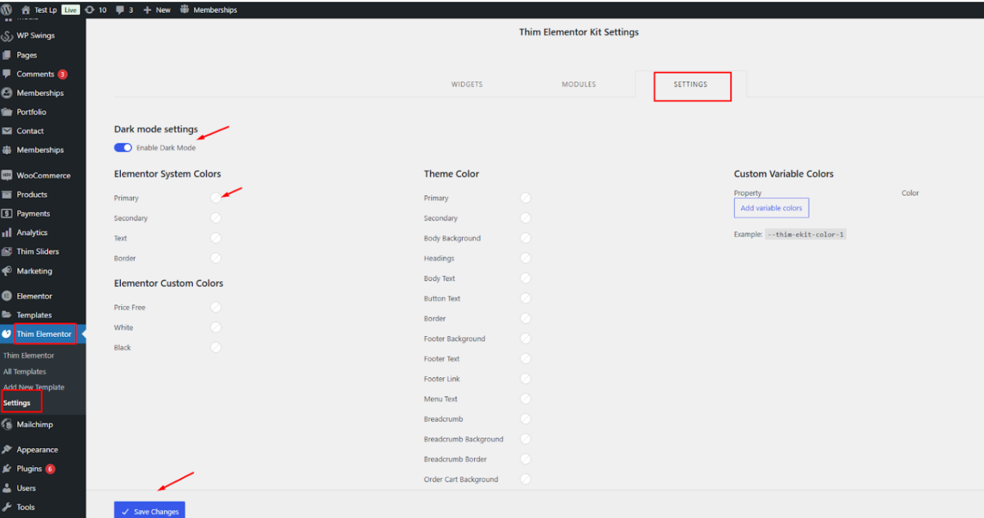 Dark Mode Switch - Content Elements - ThimPress Docs